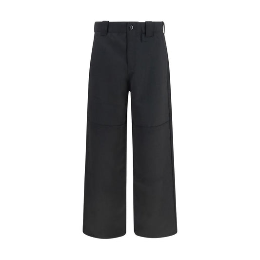 Chinos Pants by Kenzo for men in virgin wool black features a modern silhouette, showcasing a modern regular-fit with a long and for a refined finish.