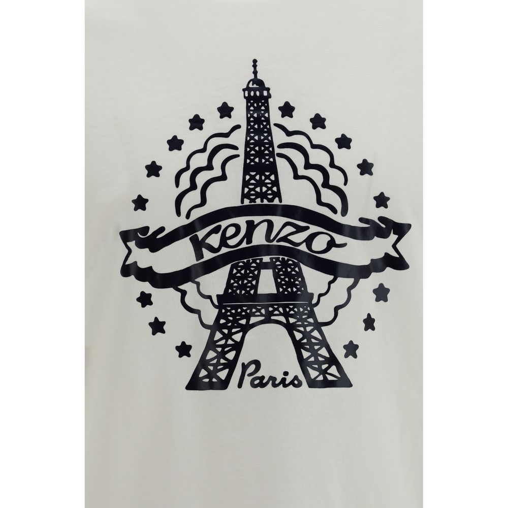 T-Shirt by Kenzo for men in cotton white & print showcases a chic silhouette, artfully detailed with a chic and for a chic finish.