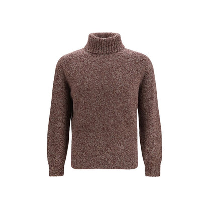 Sweater by Brunello Cucinelli for men in cashmere silk & capra leather bordeaux features an tactile silhouette, showcasing a sophisticated turtle high-neck neckline and tactile long-sleeve for a refined finish.