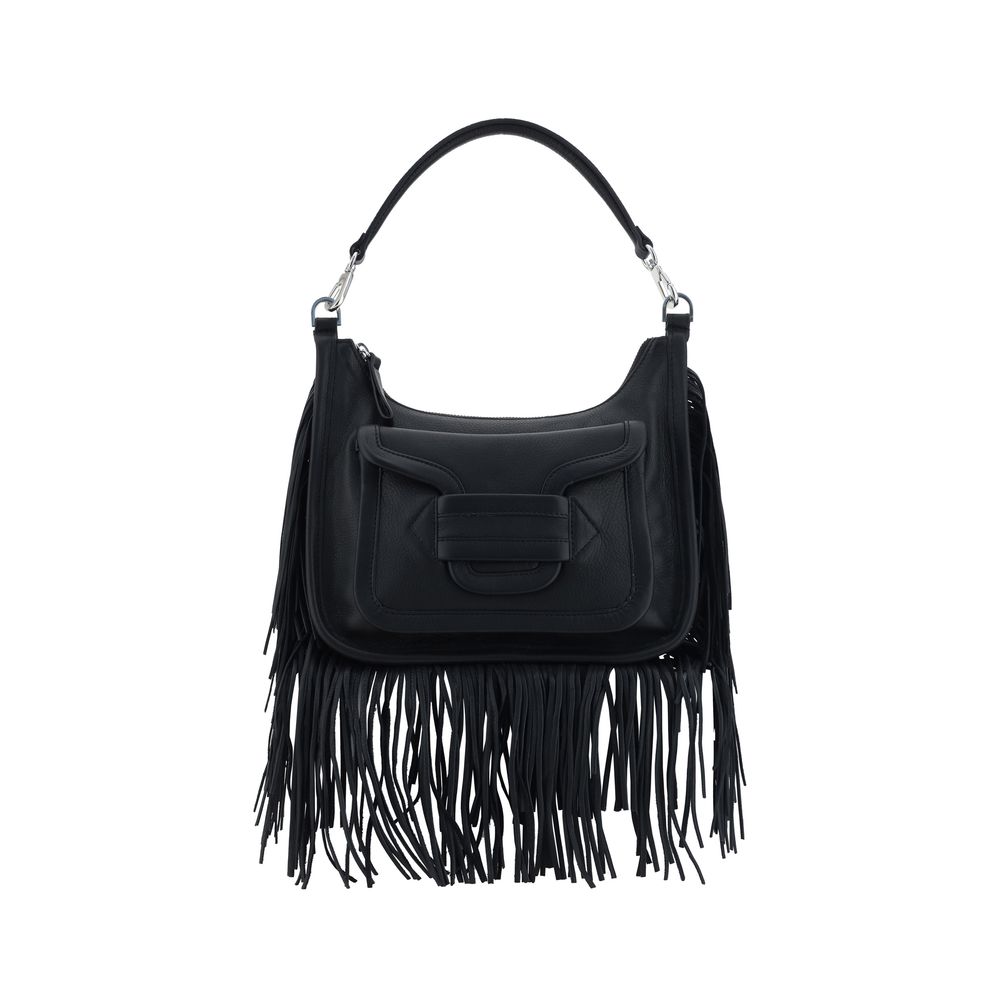 Shoulder Flap Bag by Pierre Hardy for women in bos taurus calf leather black presents a versatile silhouette, showcasing a secure snap, flap & zipper and versatile with versatile shoulder-strap, adjustable-strap & handle for a sophisticated look.