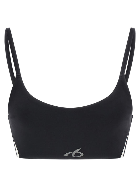 This Sport Bra by Balenciaga for women in stretch polyamide black features a sporty silhouette from the Women's Stretch Polyamide Sport Bra collection, showcasing a sporty design that emphasizes both form and function.