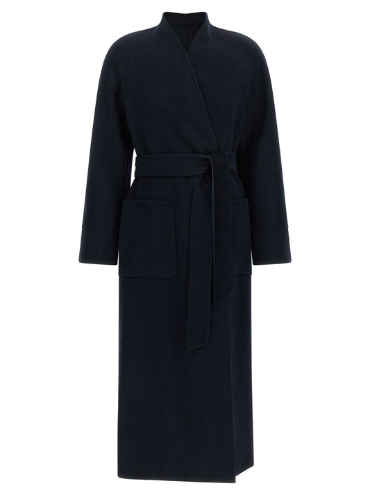 Overcoat by Max Mara for women in wool multicolor features a contemporary silhouette showcasing a contemporary and refined pockets for a sophisticated finish.