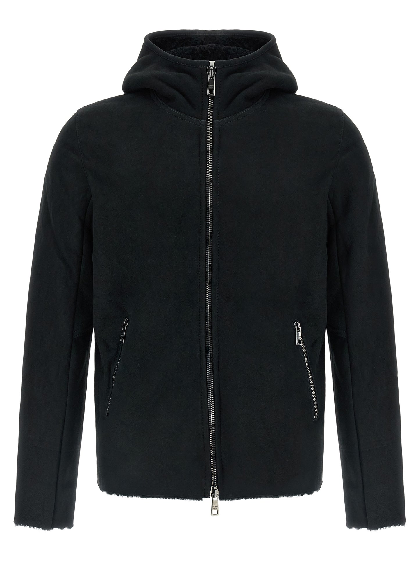 GIORGIO BRATO Black Lamb Leather Sweatshirt