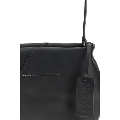 Shoulder Bag by MM6 for women in bos taurus calf leather black, white & signature presents a versatile silhouette, showcasing a secure and versatile with versatile shoulder-strap & adjustable-strap for a sophisticated look.