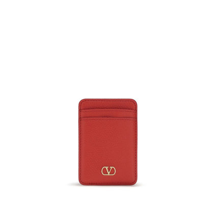Cardholder Wallet by Valentino Garavani for women in bos taurus calf leather red & signature presents a streamlined silhouette, showcasing the sophisticated design of the V Logo Bos Taurus Calf Leather Cardholder Wallet collection with functional card-organization.