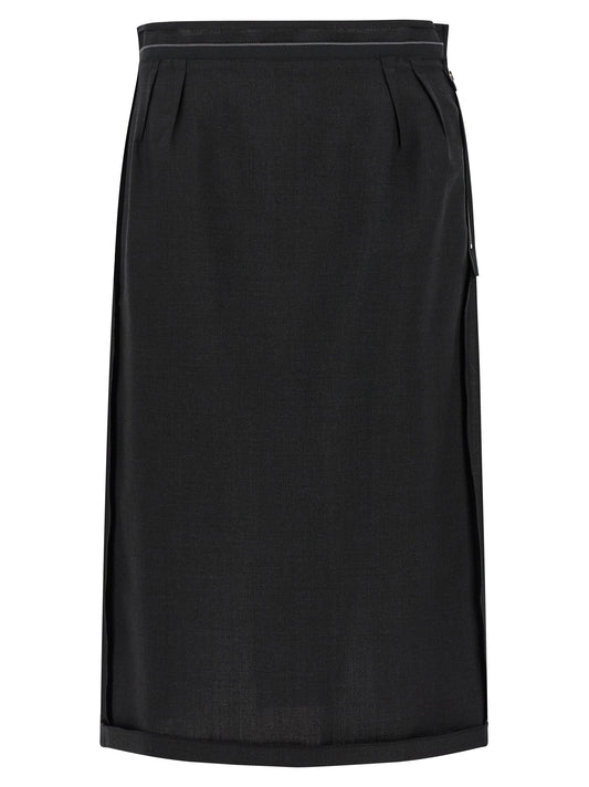Maison Margiela Black Virgin Wool Midi Skirt