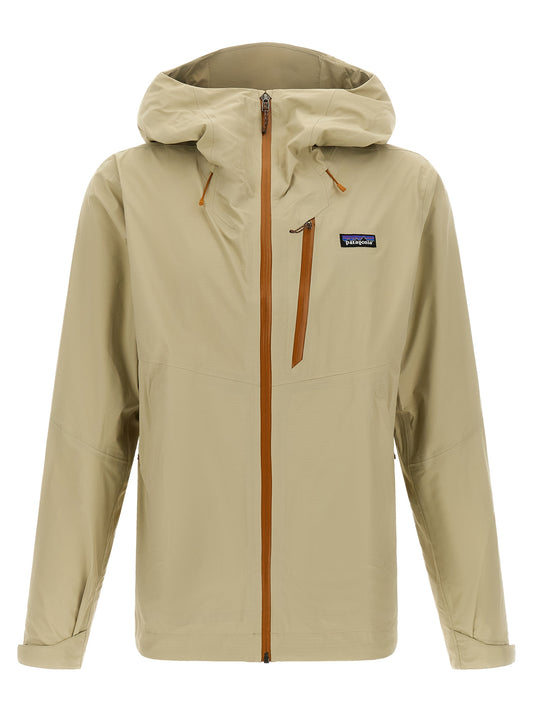Hooded Windbreaker Jacket by PATAGONIA for men in nylon beige showcases a urban chic silhouette, detailed with a urban chic hooded neckline and functional water-resistant, pockets, hooded & windproof for a polished finish.