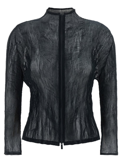 Issey Miyake Black Polyester Cardigan