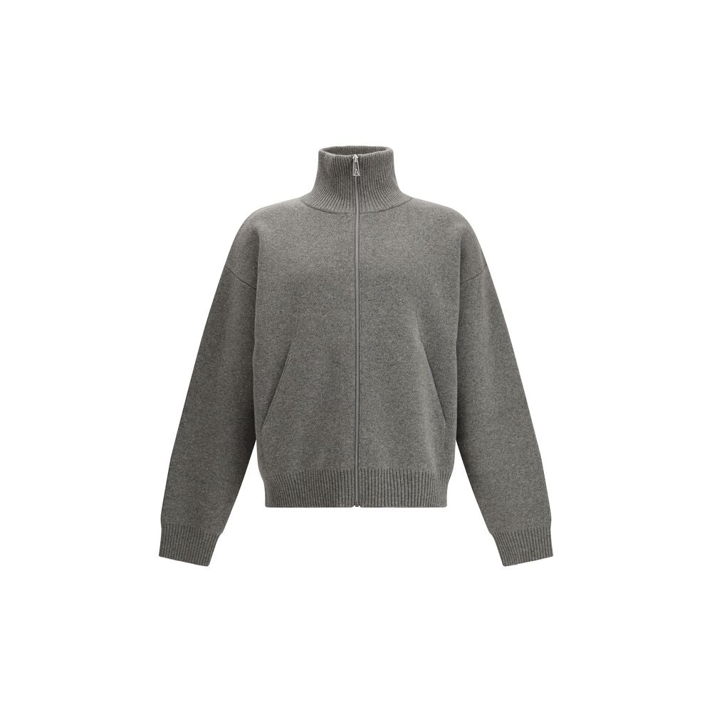 Cardigan by Axel Arigato for men in wool & nylon gray features an impeccable silhouette, showcasing a sophisticated high-collar neckline and long-sleeve detail for a truly impeccable finish.
