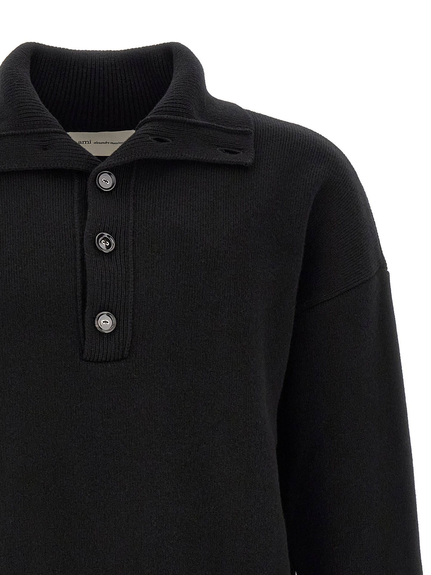 Ami Paris Black Wool Cardigan