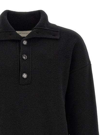 Ami Paris Black Wool Cardigan