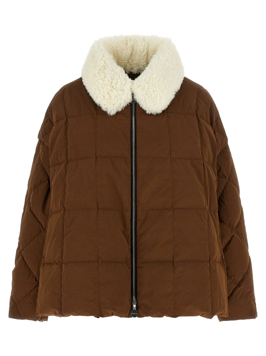 Overcoat by IENKI IENKI for women in plush cotton nylon & polyester brown features an voluminous silhouette, showcasing distinct windproof and a voluminous for a truly voluminous aesthetic.