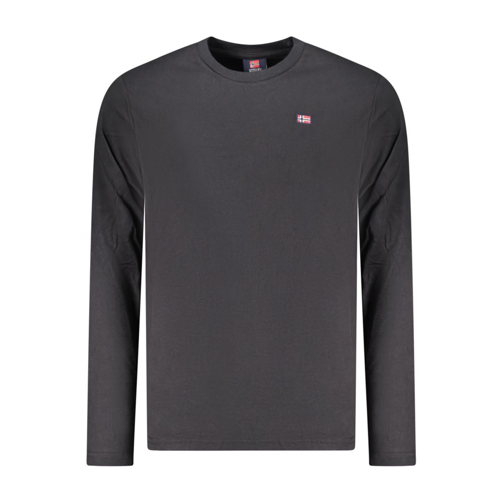 Activewear T-Shirt by Norway 1963 for men in cotton black features a versatile silhouette, showcasing a versatile crew neckline and long-sleeve detailed with high-performance for a premium look.