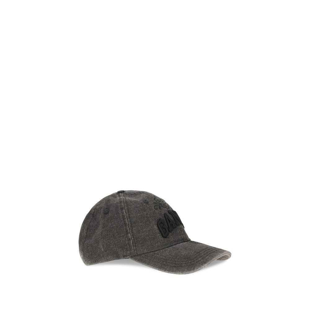 Baseball Cap by Ganni for women in denim cotton gray features an artisanal silhouette, showcasing the artisanal Denim Cotton Baseball Cap design with a refined, artisanal finish.