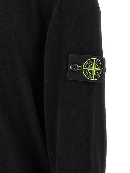 Stone Island Black Virgin Wool Polo Shirt