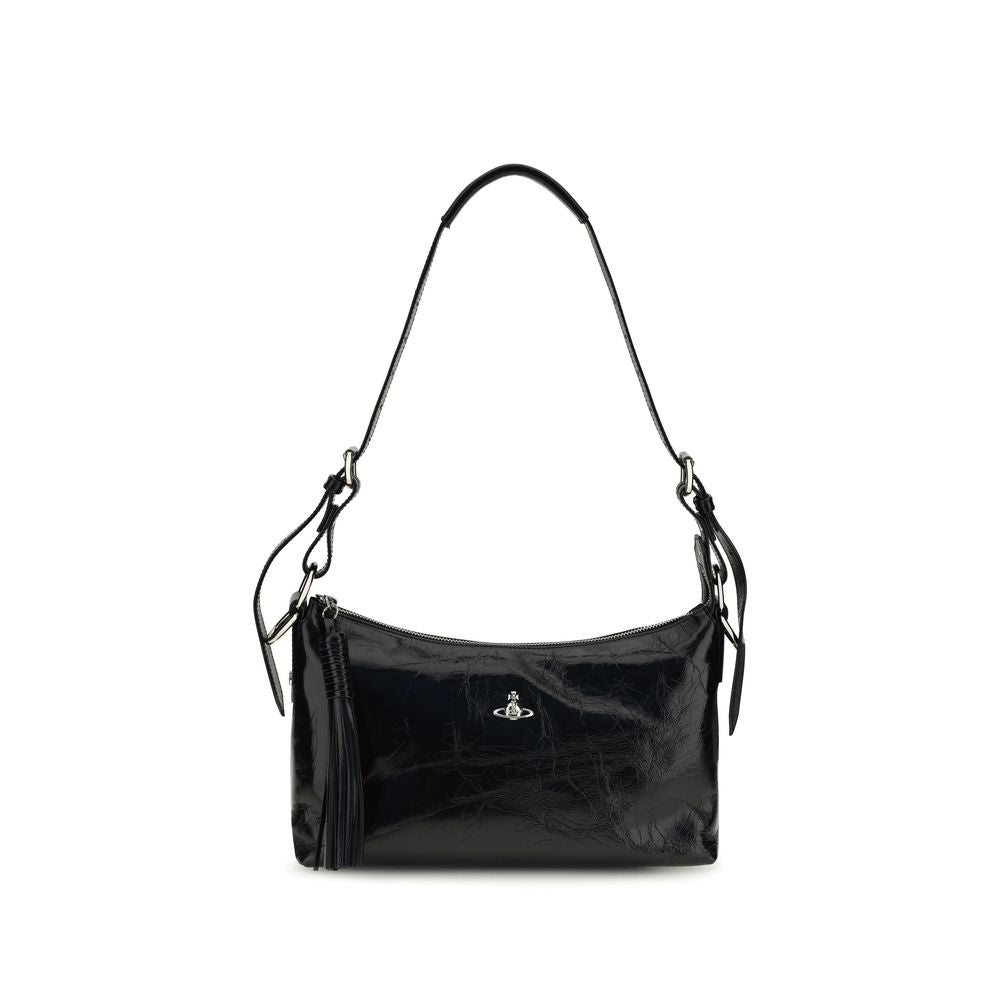 Medium Shoulder Bag by Vivienne Westwood for women in bos taurus calfskin leather black features a distinguished silhouette, showcasing a secure zipper and distinguished with versatile shoulder-strap for a distinguished finish.