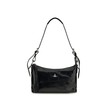 Medium Shoulder Bag by Vivienne Westwood for women in bos taurus calfskin leather black features a distinguished silhouette, showcasing a secure zipper and distinguished with versatile shoulder-strap for a distinguished finish.