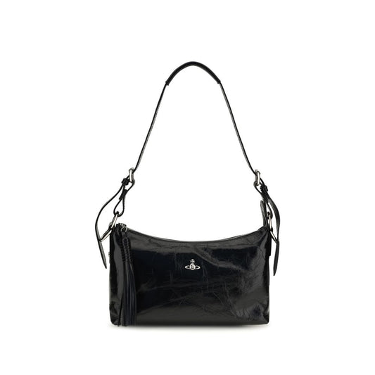 Medium Shoulder Bag by Vivienne Westwood for women in bos taurus calfskin leather black features a distinguished silhouette, showcasing a secure zipper and distinguished with versatile shoulder-strap for a distinguished finish.