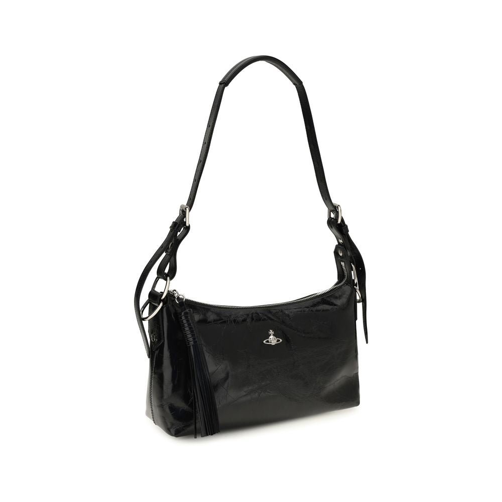 Medium Shoulder Bag by Vivienne Westwood for women in bos taurus calfskin leather black features a enviable silhouette, showcasing a secure zipper, ample , and enviable shoulder-strap for a enviable finish.