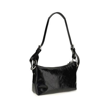 Medium Shoulder Bag by Vivienne Westwood for women in bos taurus calfskin leather black presents a versatile silhouette, showcasing a secure zipper and versatile with versatile shoulder-strap for a sophisticated look.