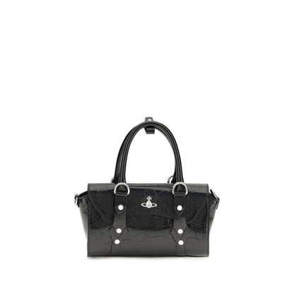 Mini Shoulder Flap Bag by Vivienne Westwood for women in bos taurus calf leather black & silver features a enviable silhouette, showcasing a secure flap, zipper & magnetic, ample , and enviable shoulder-strap for a enviable finish.