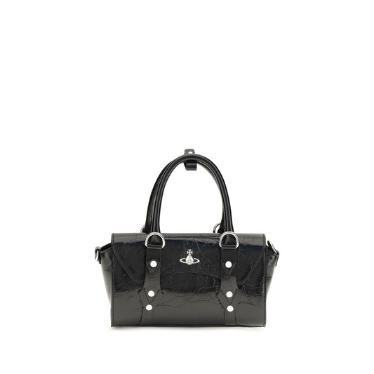 Mini Shoulder Flap Bag by Vivienne Westwood for women in bos taurus calf leather black & silver features a enviable silhouette, showcasing a secure flap, zipper & magnetic, ample , and enviable shoulder-strap for a enviable finish.