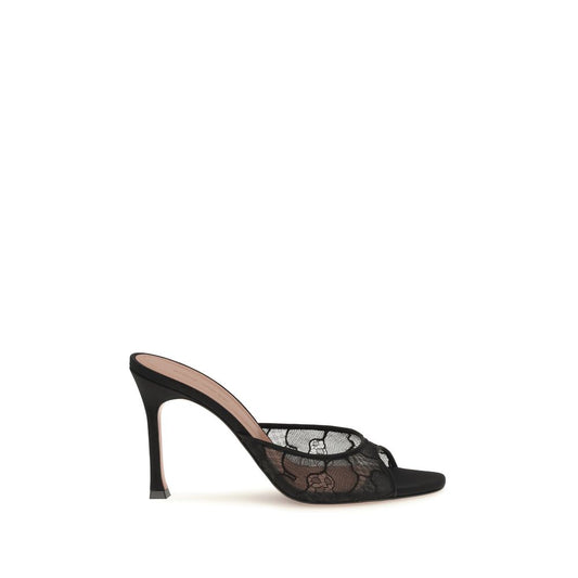 Stiletto Sandals Pumps Heels by Amina Muaddi for women in fabric black showcases a exquisite silhouette, perfectly accentuating Women's Fabric Stiletto Sandals Pumps Heels with a exquisite stiletto and exquisite almond toe style.