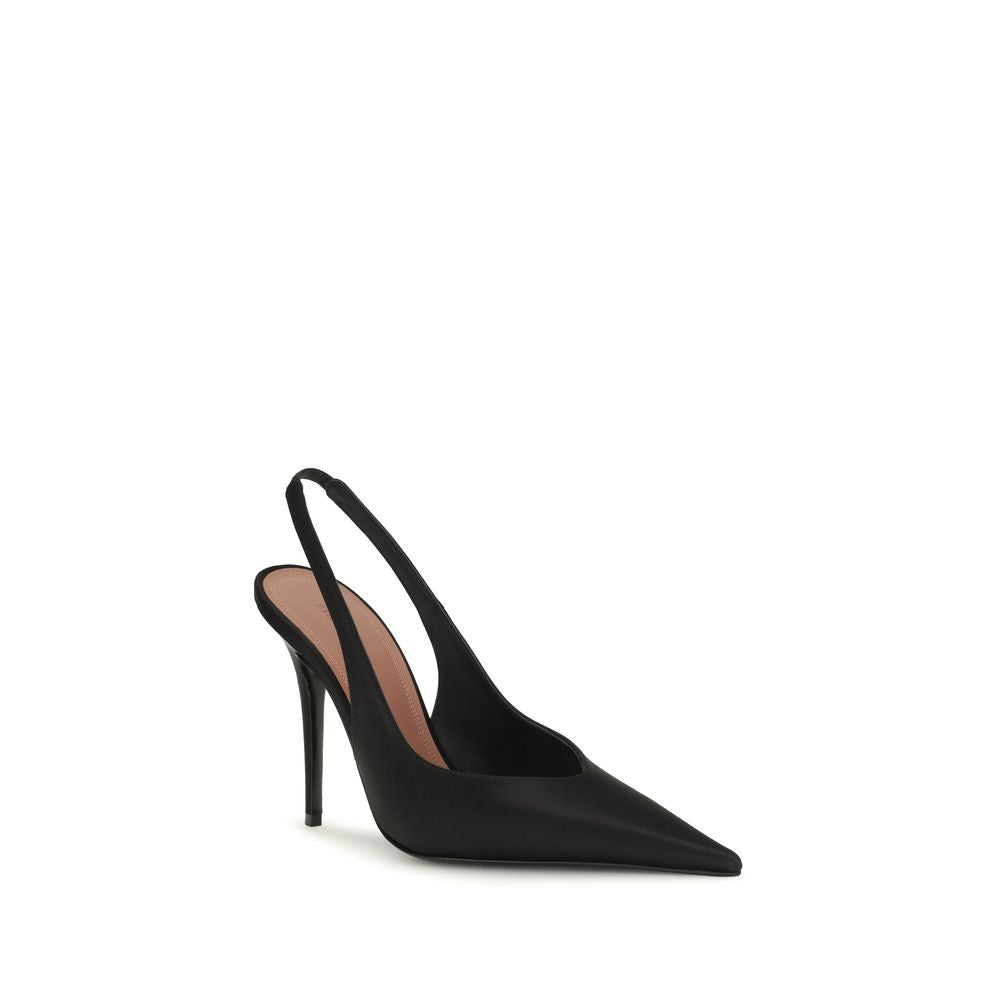 This High-Heel Stiletto Slingback Pumps Heels by Amina Muaddi for women in silk satin & leather black presents a effortlessly chic silhouette from the Women's Silk Satin & Leather High-Heel Stiletto Slingback Pumps Heels collection, featuring a effortlessly chic stiletto high-heel and effortlessly chic pointed toe style.
