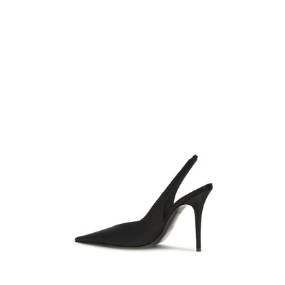 High-Heel Stiletto Slingback Pumps Heels by Amina Muaddi for women in silk satin & leather and black showcases a effortlessly elegant silhouette as Women's Silk Satin & Leather High-Heel Stiletto Slingback Pumps Heels, featuring a effortlessly elegant stiletto high-heel and a effortlessly elegant pointed toe style for an elegant look.