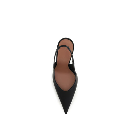 High-Heel Stiletto Slingback Pumps Heels by Amina Muaddi for women in silk satin & leather black showcases a exquisite silhouette, perfectly accentuating Women's Silk Satin & Leather High-Heel Stiletto Slingback Pumps Heels with a exquisite stiletto high-heel and exquisite pointed toe style.