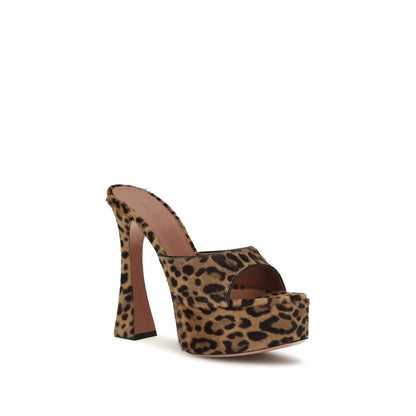 Platform Geometric Sandals by Amina Muaddi for women in bos taurus calf leather beige & print presents a sculptural silhouette, showcasing the Pony Women's Bos Taurus Calf Leather Platform Geometric Sandals design with a sculptural platform geometric-heel and square toe style for a premium look.