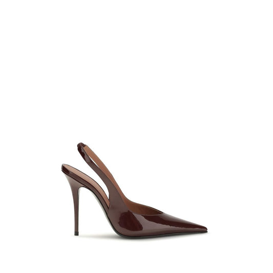 Stiletto Slingback Pumps Heels by Amina Muaddi for women in bos taurus calf patent leather bordeaux features an effortlessly chic silhouette from the Women's Bos Taurus Calf Patent Leather Stiletto Slingback Pumps Heels collection, showcasing a stiletto and effortlessly chic pointed toe style for a effortlessly chic look.