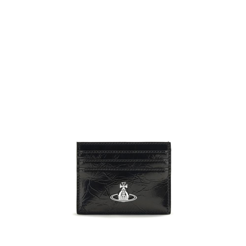 Cardholder Wallet by Vivienne Westwood for women in bos taurus calf leather black showcases a discerning silhouette, artfully capturing the essence of Bos Taurus Calf Leather Cardholder Wallet with its functional card-organization compact-design.
