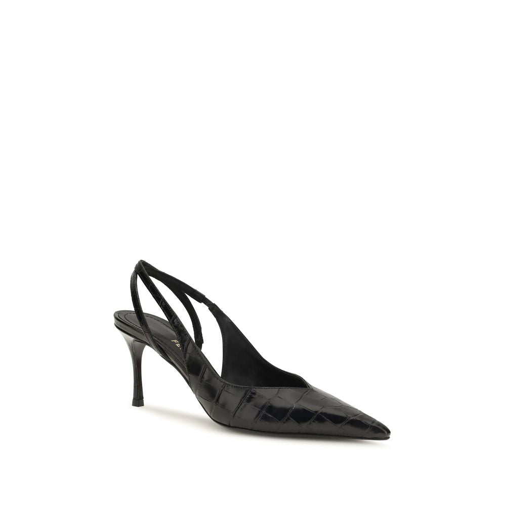 Stiletto Ankle Strap Slingback Pumps Heels by Ferragamo for women in bos taurus crocodile calf leather black features an effortlessly chic silhouette from the Women's Bos Taurus Crocodile Calf Leather Stiletto Ankle Strap Slingback Pumps Heels collection, showcasing a stiletto and effortlessly chic pointed toe style for a effortlessly chic look.