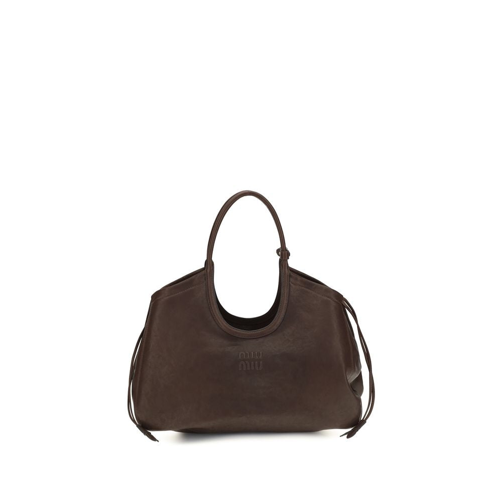 Shopper Handbag by Miu Miu for women in nappa leather & cotton brown & gold features a exquisite silhouette, showcasing a secure zipper & magnetic and exquisite with versatile handle for a exquisite finish.