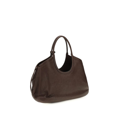 Shopper Handbag by Miu Miu for women in nappa leather & cotton brown & gold features an refined silhouette, showcasing a secure zipper & magnetic, ample , and versatile handle for a sophisticated refined aesthetic.