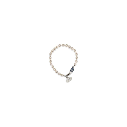 Bracelet by Vivienne Westwood for women in polyamide suede leather and beige & pearl showcases a refined silhouette, artfully capturing the essence of Orb Women's Brass & Pearls Bracelet with its refined .