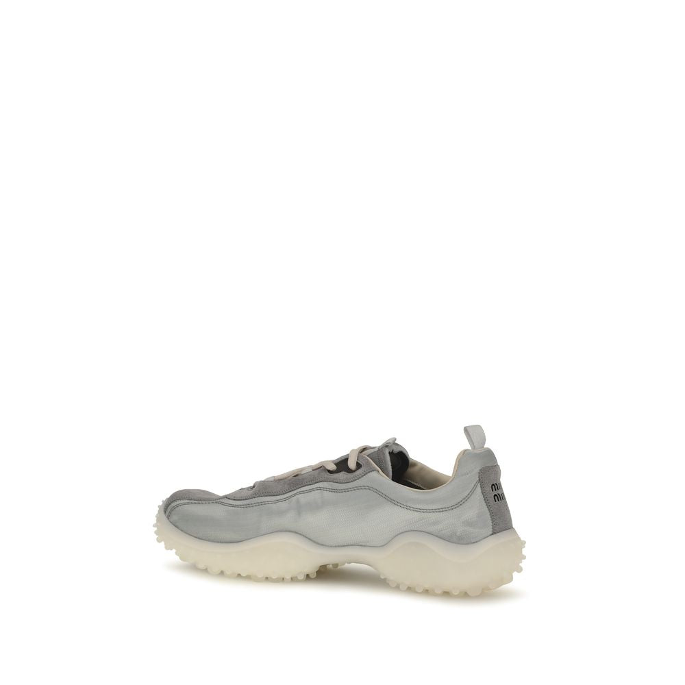 Sneakers by Miu Miu for women in polyamide suede leather gray & signature features an fashionable silhouette, showcasing the premium Women's Chunky Polyamide Suede Leather Sneakers in a fashionable chunky style that offers a fashionable finish for refined style.