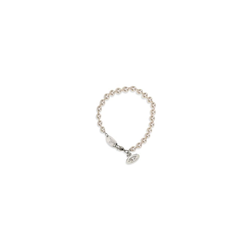Bracelet by Vivienne Westwood for women in polyamide suede leather beige & pearl showcases a luminous , artfully capturing the essence of the luminous Orb Women's Brass & Pearls Bracelet collection.