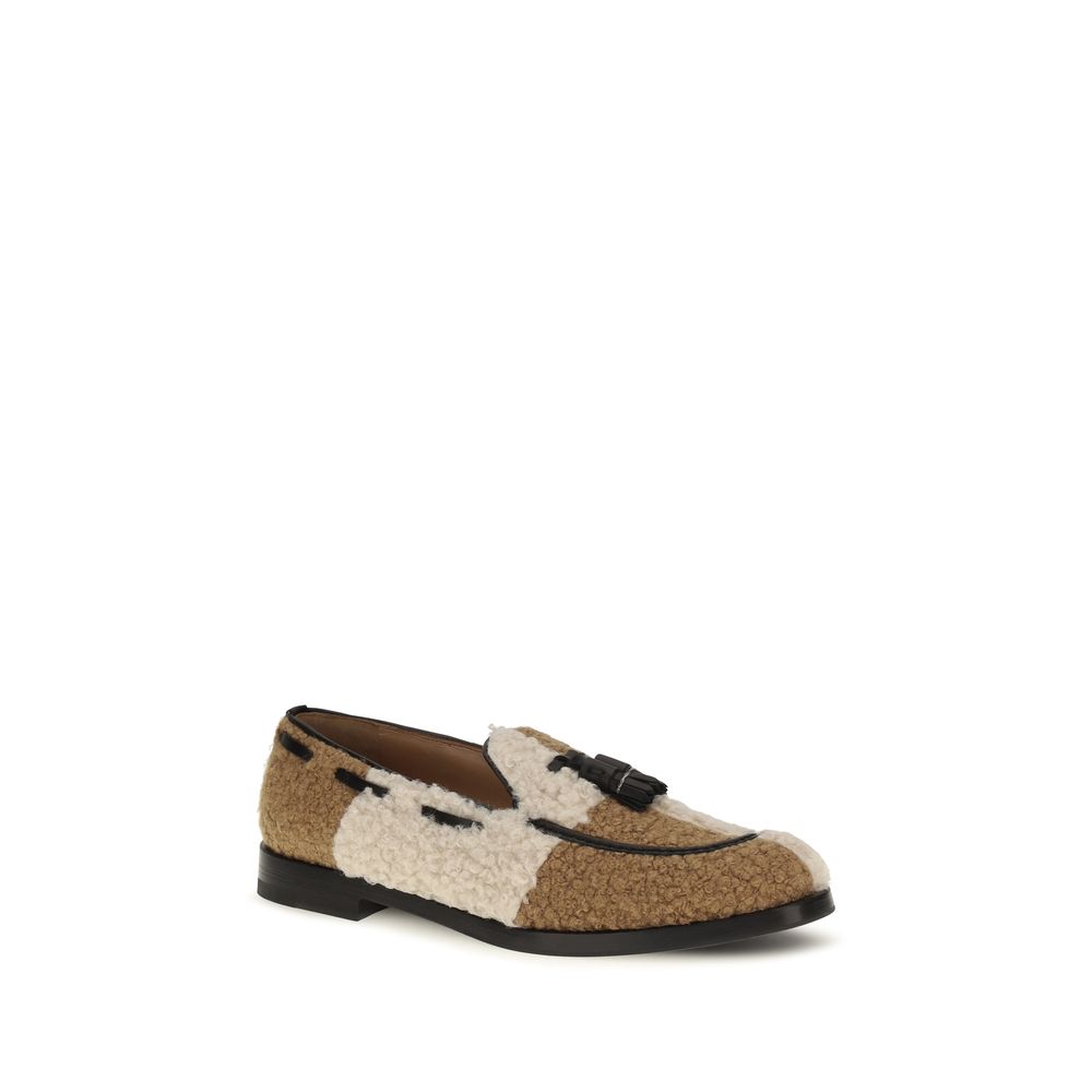 Flat Loafer Slip-On Shoes by Fratelli Rossetti for women in nappa leather beige & striped features an dynamic silhouette from the Women's Nappa Leather Flat Loafer Slip-On Shoes collection, defined by a dynamic and flat for a dynamic look.