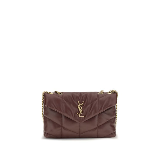 Compact Shoulder Flap Bag by Saint Laurent for women in lambskin leather bordeaux presents a versatile silhouette, showcasing a secure flap & magnetic and versatile with versatile shoulder-strap for a sophisticated look.