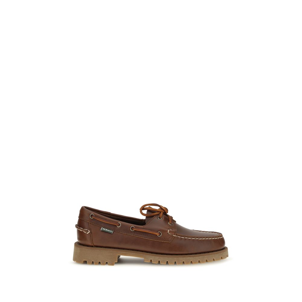Boat Loafer Slip-On Shoes by Sebago for men in bos taurus calf suede leather brown & honey features an ergonomic silhouette, perfectly showcasing Men's Bos Taurus Calf Suede Leather Boat Loafer Slip-On Shoes with its distinct and elegant .