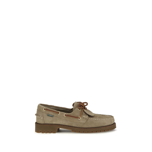 Loafer Slip-On Shoes by Sebago for men in suede leather & rubber beige & honey features an effortless chic silhouette, showcasing the Men's Suede Leather & Rubber Loafer Slip-On Shoes design with an effortless chic and a for a effortless chic look.