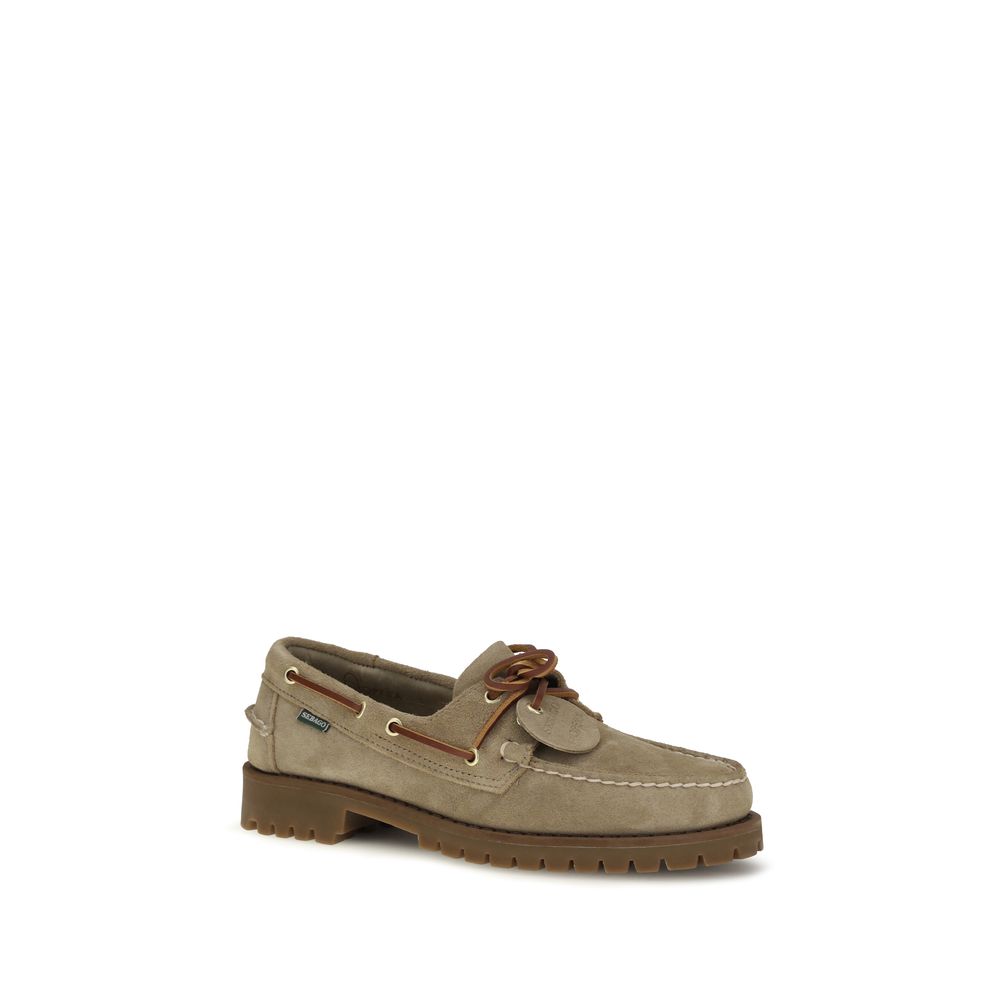 Loafer Slip-On Shoes by Sebago for men in suede leather & rubber beige & honey features an ergonomic silhouette, perfectly showcasing Men's Suede Leather & Rubber Loafer Slip-On Shoes with its distinct and elegant .
