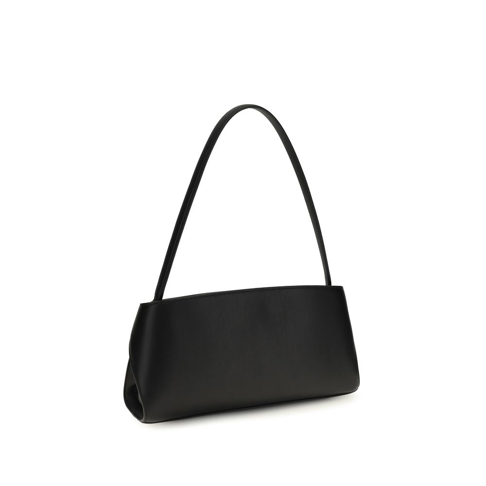 East West Shoulder Bag by Ferragamo for women in bos taurus calf leather black, gold & signature features an effortlessly chic silhouette with a secure zipper & buckle, ample , and versatile shoulder-strap for effortlessly chic everyday luxury.