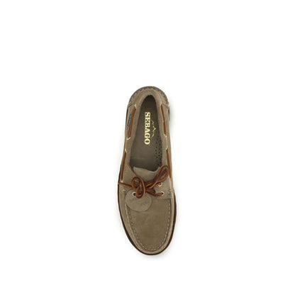 Loafer Slip-On Shoes by Sebago for men in suede leather & rubber beige & honey features an effortless chic silhouette, showcasing the Men's Suede Leather & Rubber Loafer Slip-On Shoes design with an effortless chic and a for a effortless chic look.