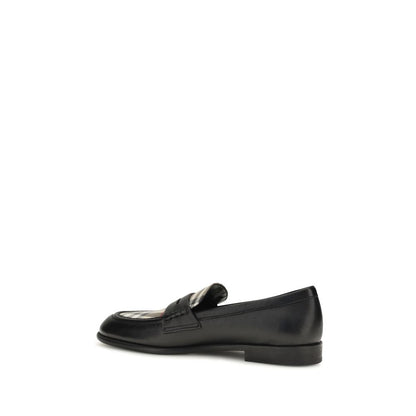 Ballet Loafers Flat Shoes by Burberry for women in polyester polyurethane leather & cotton beige, black & signature features an statuesque silhouette from the Women's Polyester Polyurethane Leather & Cotton Ballet Loafers Flat Shoes collection, showcasing a and a statuesque for a statuesque look.