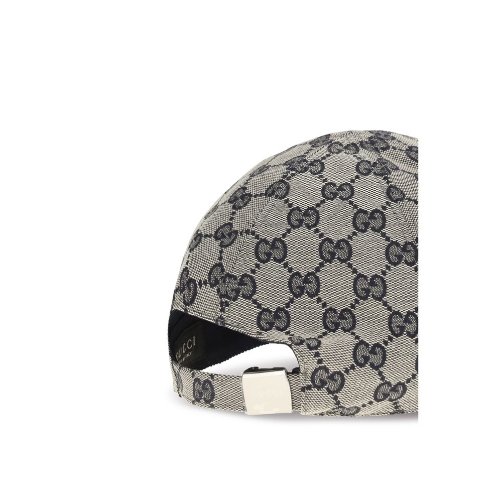 Baseball Cap by Gucci for women in polyamide polyester leather & cotton canvas gray features a distinguished silhouette, showcasing the distinguished design of the Gg Polyamide Polyester Leather & Cotton Canvas Baseball Cap for a sophisticated, elevated look.