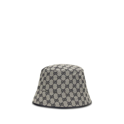 Bucket Hat by Gucci for women in polyamide polyester leather & cotton canvas gray features an enviable silhouette, showcasing the enviable craftsmanship of this Gg Polyamide Polyester Leather & Cotton Canvas Bucket Hat.