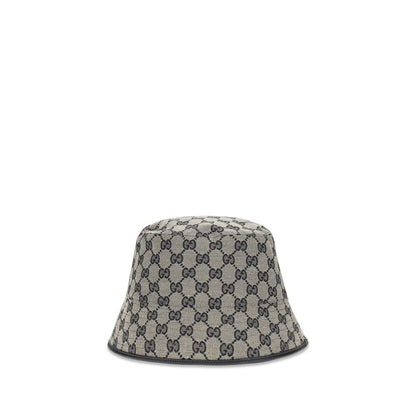 Bucket Hat by Gucci for women in polyamide polyester leather & cotton canvas gray features an cosmopolitan luxe silhouette, artfully capturing the essence of the cosmopolitan luxe Gg Polyamide Polyester Leather & Cotton Canvas Bucket Hat design for a sophisticated look.